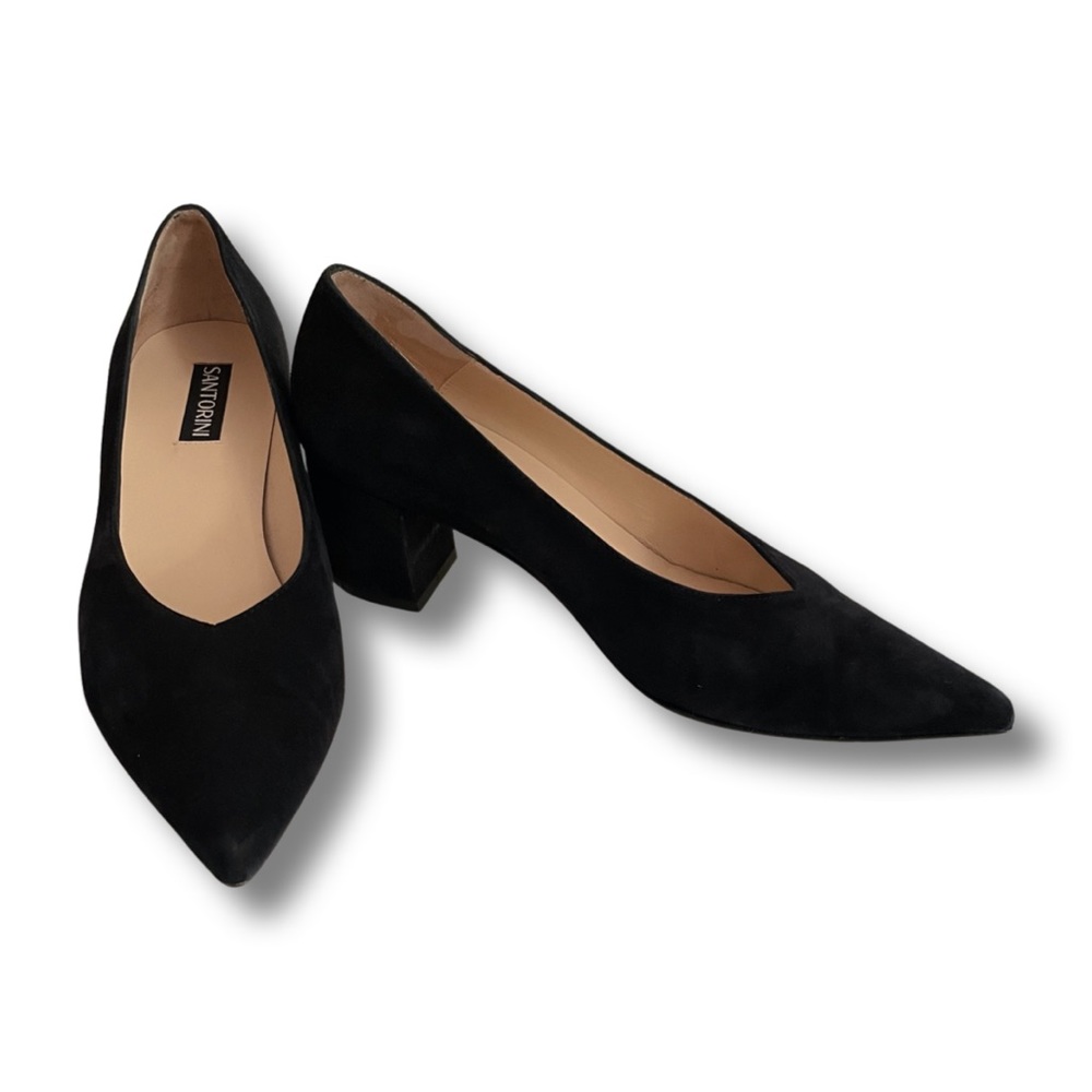 SANTORINI NAVY SUEDE PUMPS WITH ROUNDED BLOCK 2 1/2” HEELS • SUPER comfortable